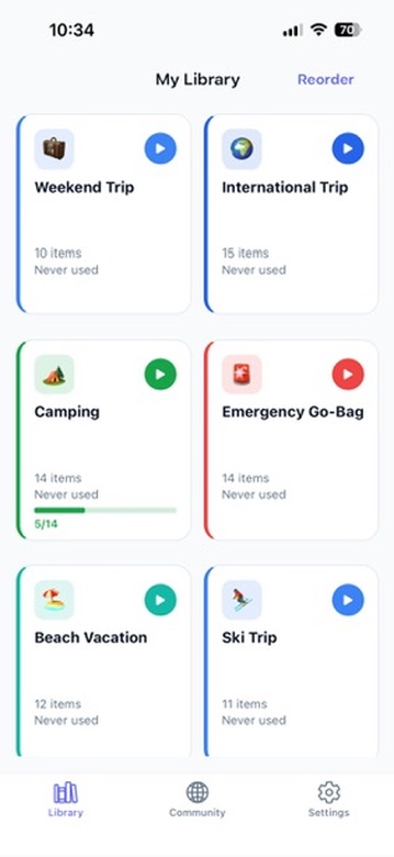Scene library screen